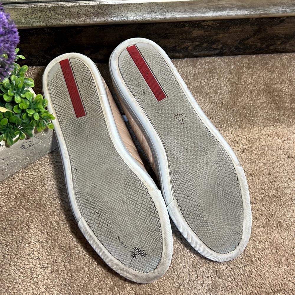 PRADA Sport Patent Leather Nude Cipria Lace Up Sneakers. TV $500 - Picture 9 of 9